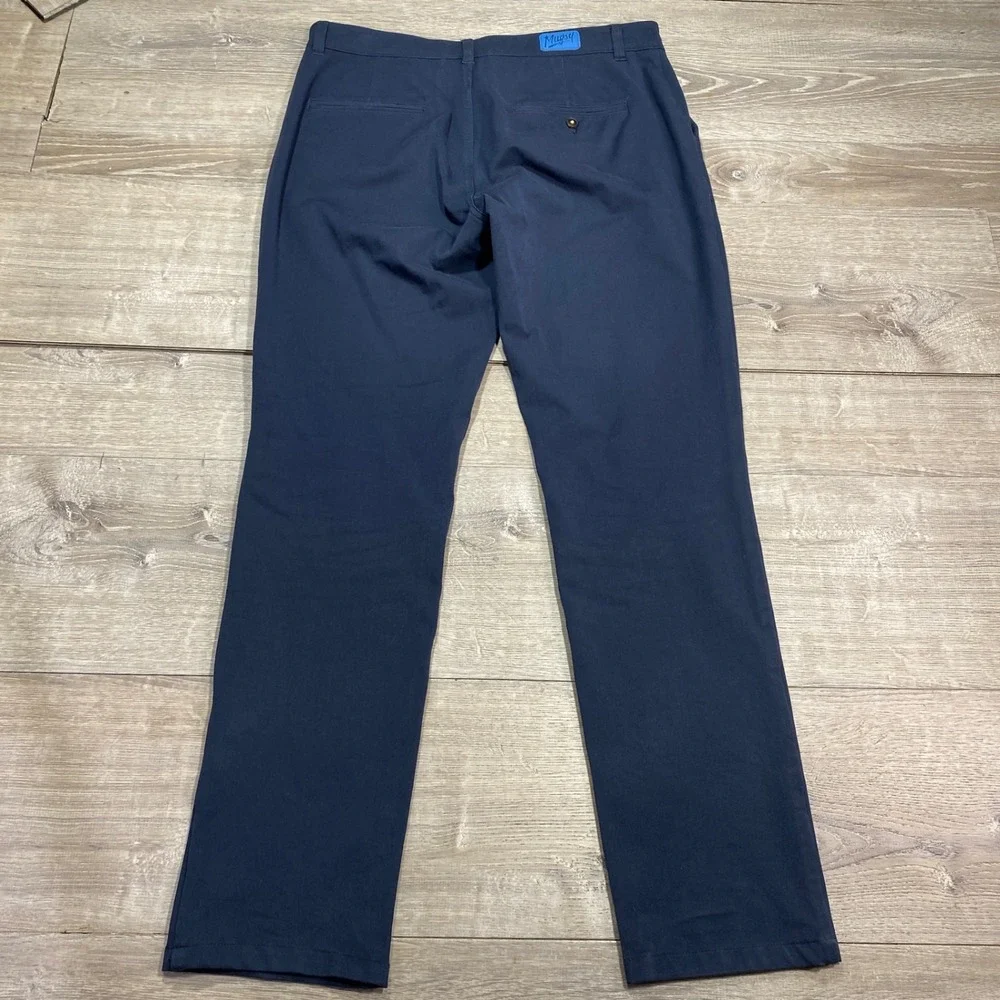 Mugsy‎ Chino Pants Men's 34x32 Navy Blue Flat Front Stretch Golf Casual - Picture 2 of 11